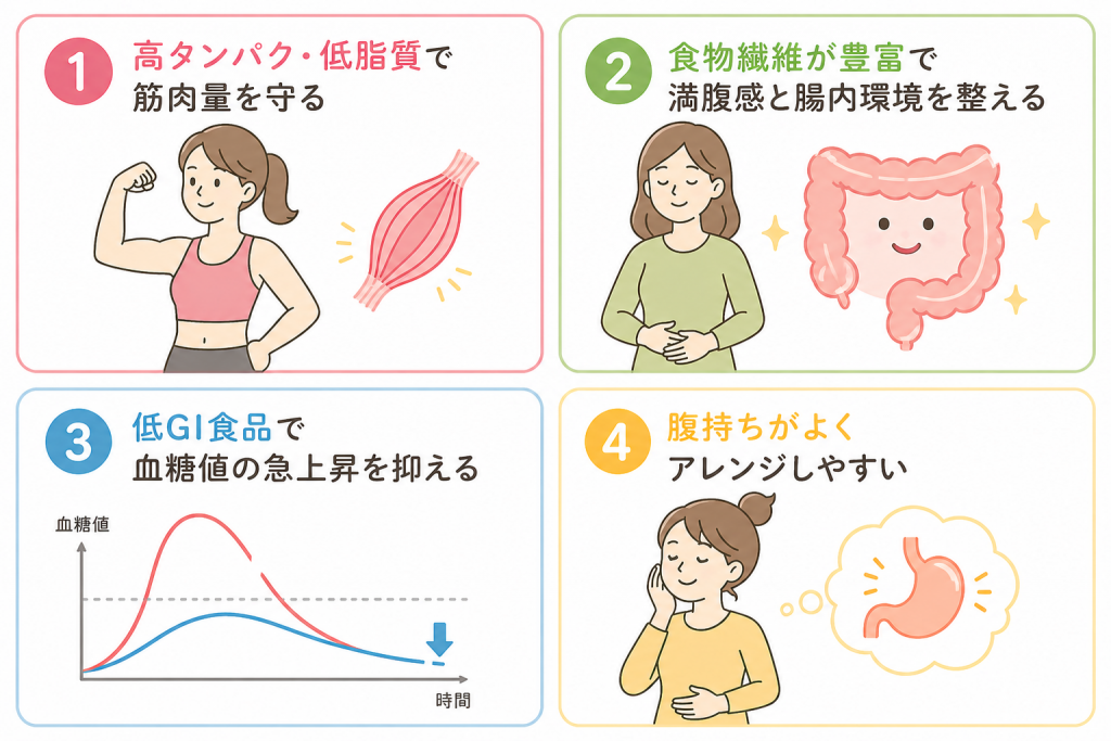 ダイエットにいい食べ物を選ぶ4つのポイント